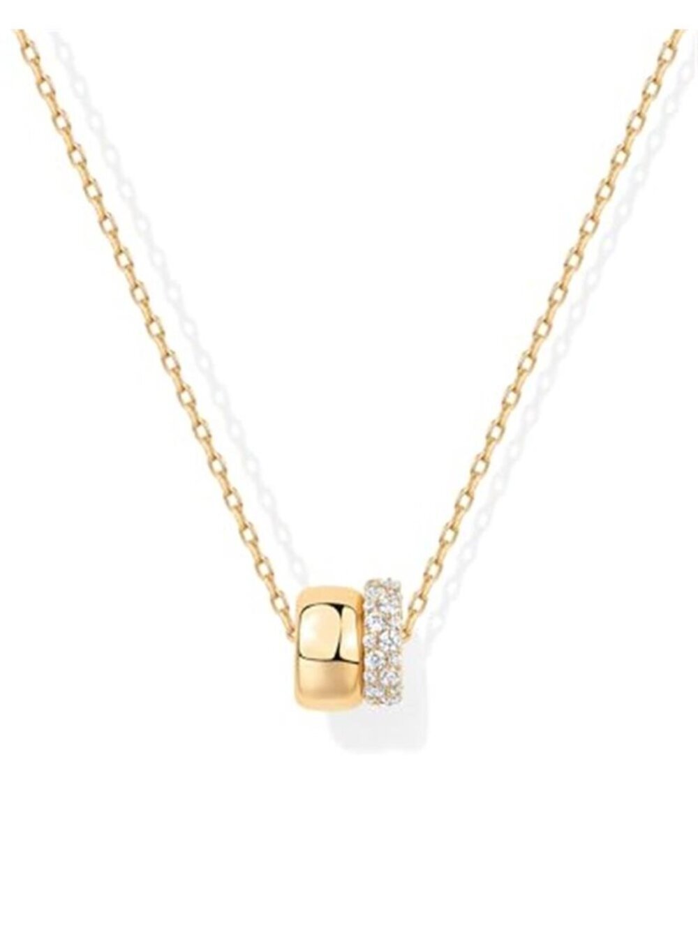 PAVOI 14K Gold Plated Pendant Necklace for Women, CZ Rondelle Pendants